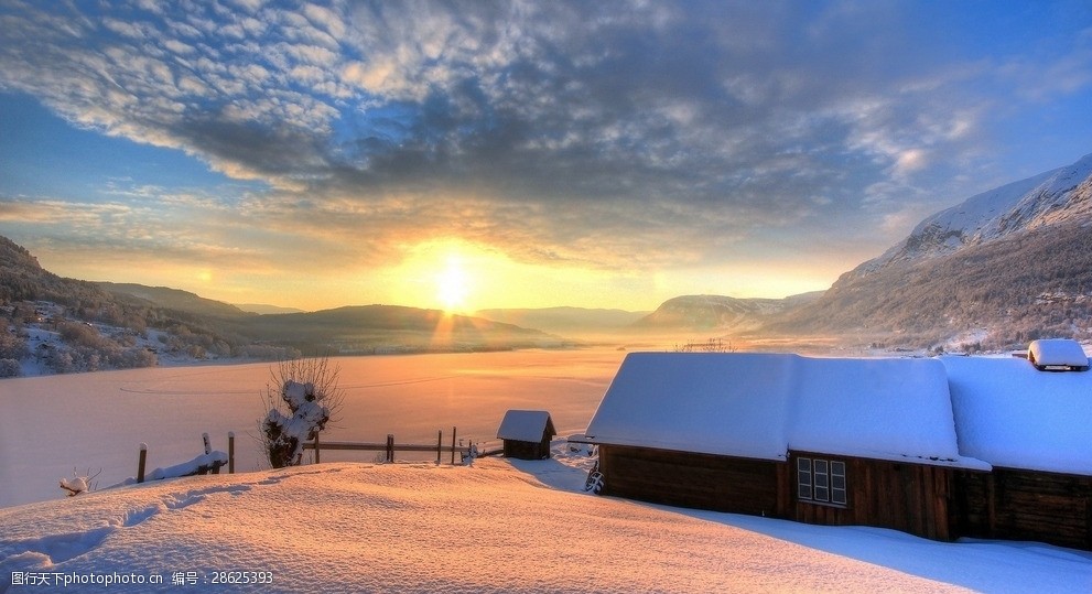 冬日里的大山风景图片-图行天下图库