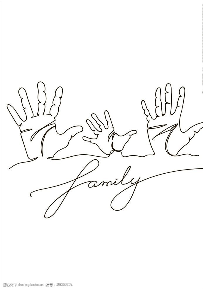 手绘线描手掌矢量图下载