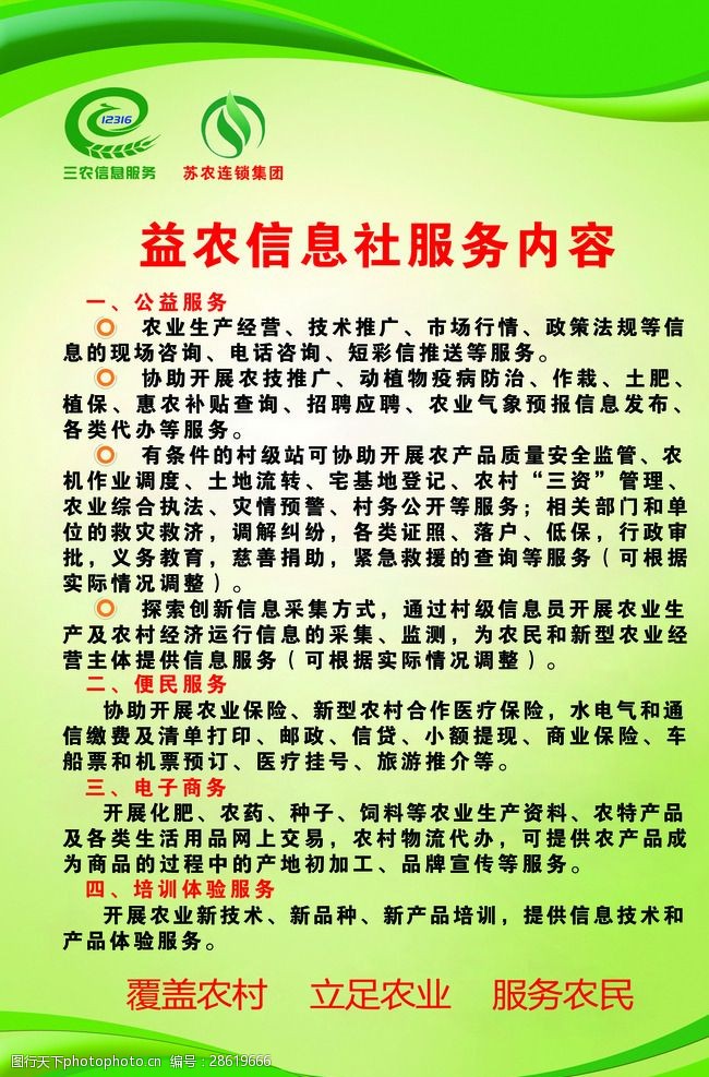 益农信息社服务内容制度牌