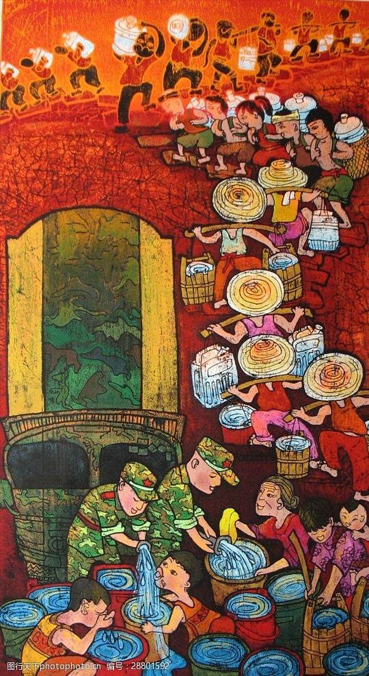 版画万众一心众志成城图片-图行天下图库