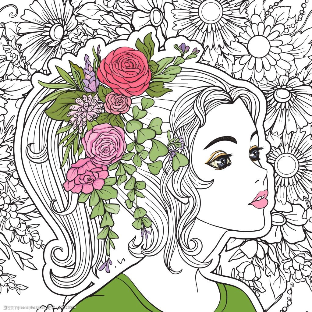 关键词:手绘美丽的花仙子插画 人物 手绘 美丽 花朵 花仙子 唯美 线条