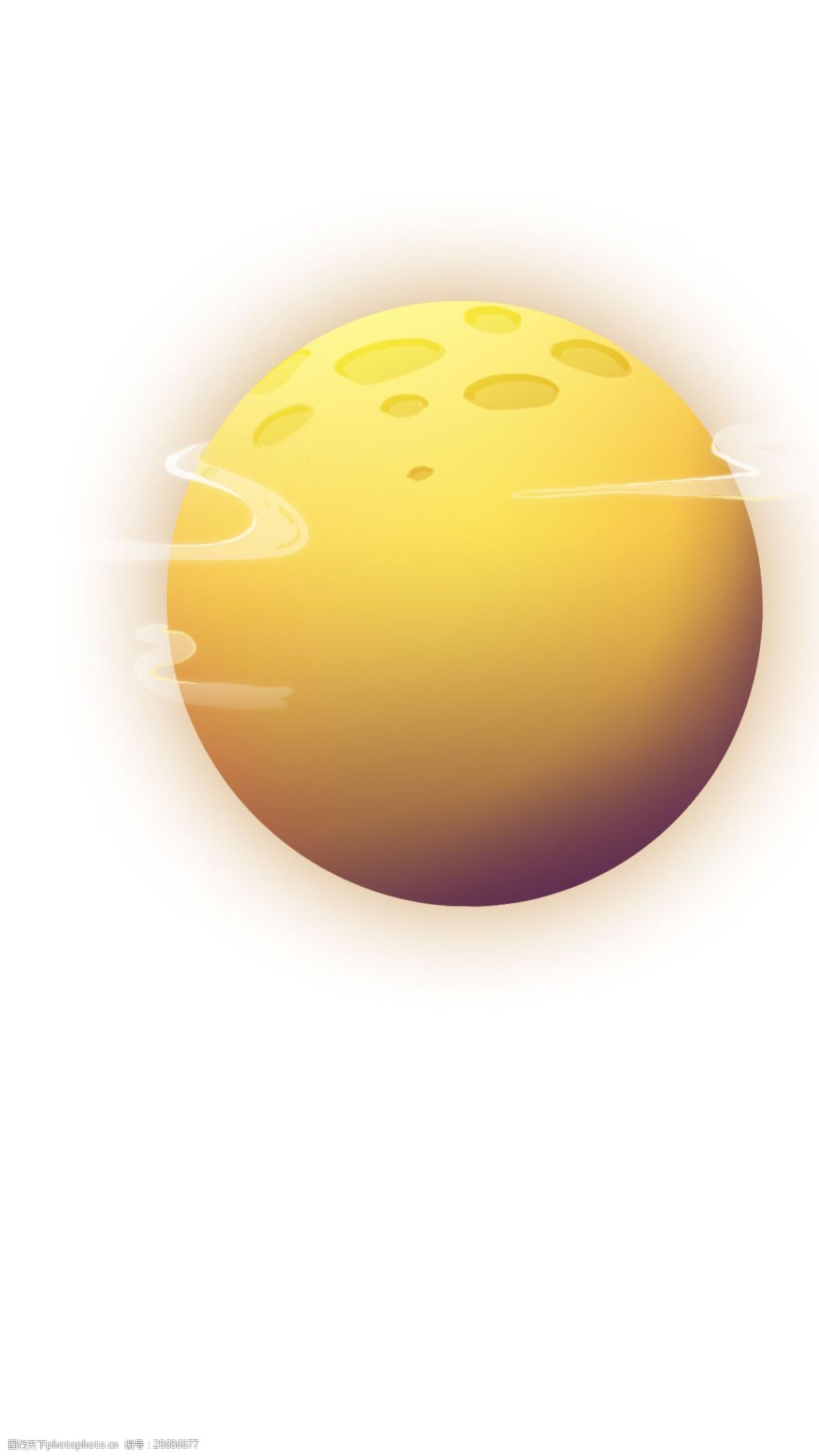 手绘黄色月球元素 手绘 唯美 微风 黄色星球 渐变 png 免抠 素材 png
