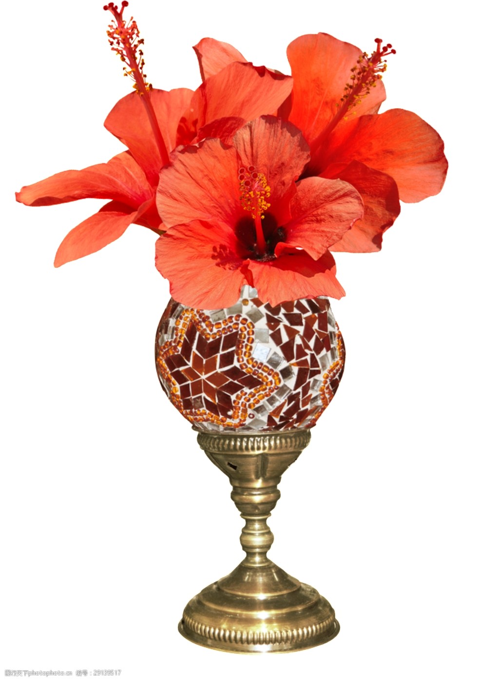 地中海风格花瓶插花png透明素材