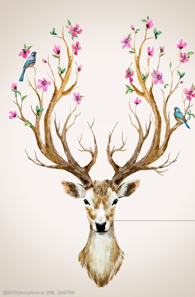 梦幻森林北欧麋鹿背景墙