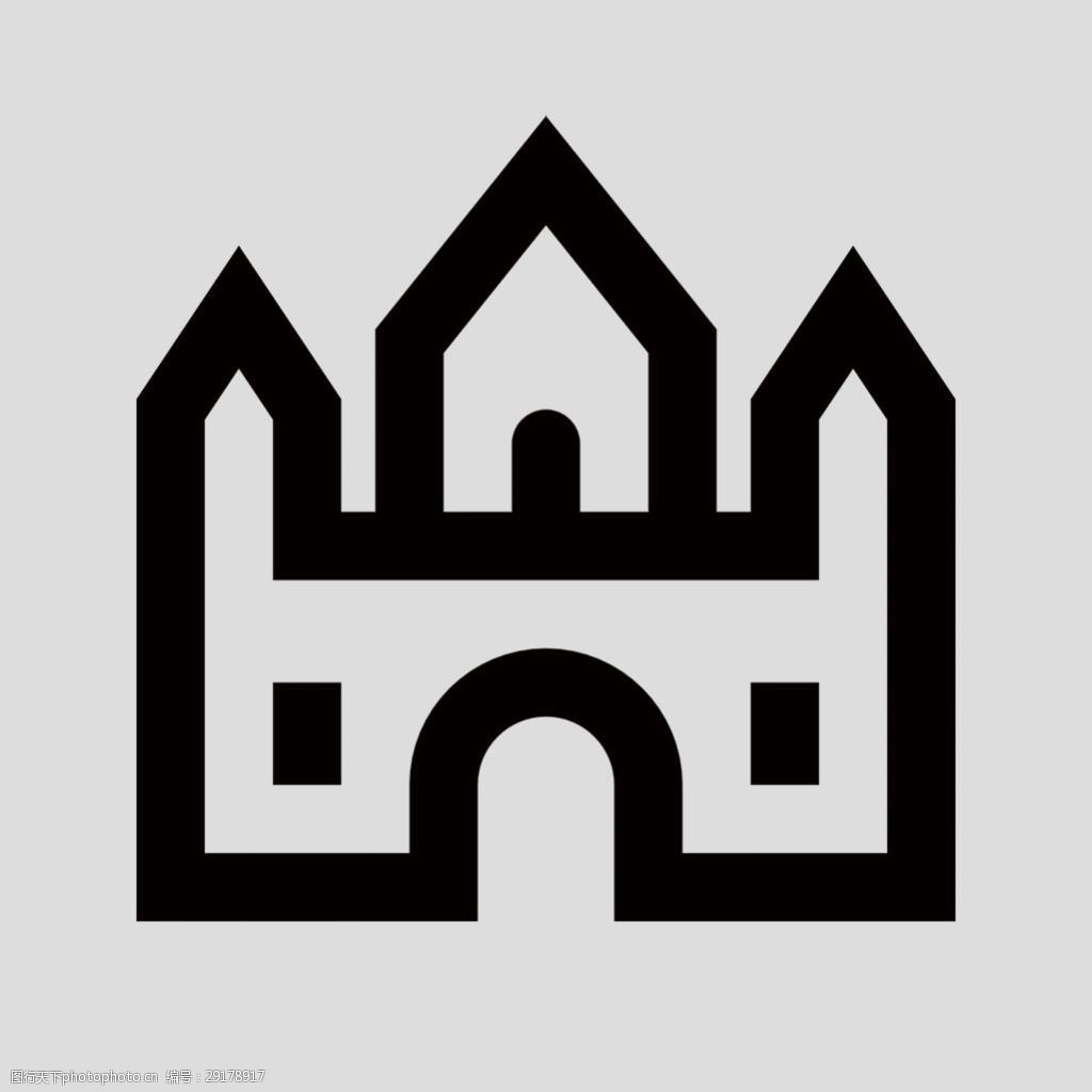 手绘粗线宫殿免抠psd透明素材图片-图行天下图库