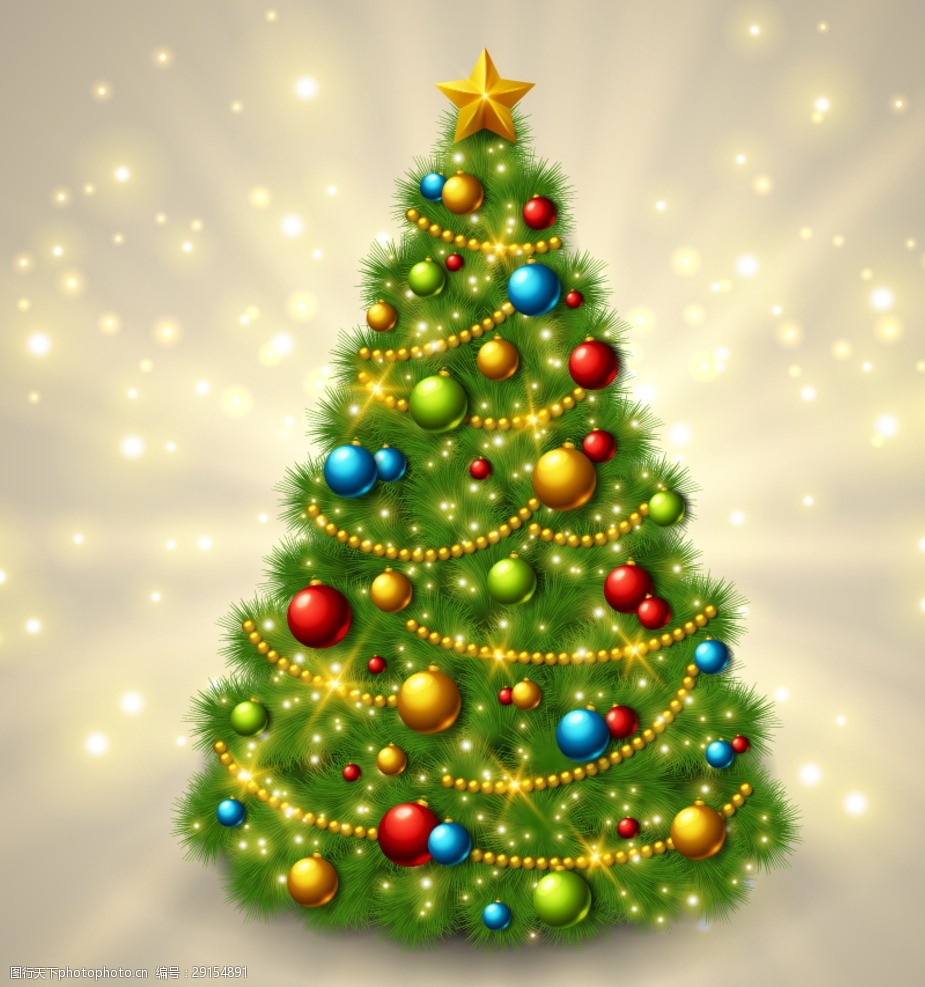 发光闪亮圣诞树矢量素材