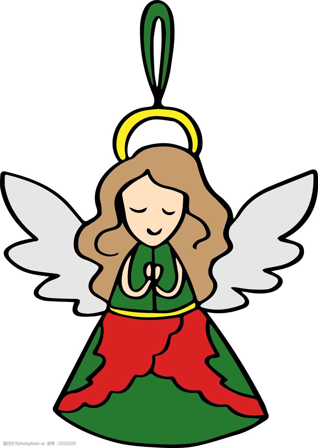 卡通圣诞节天使吊件png元素