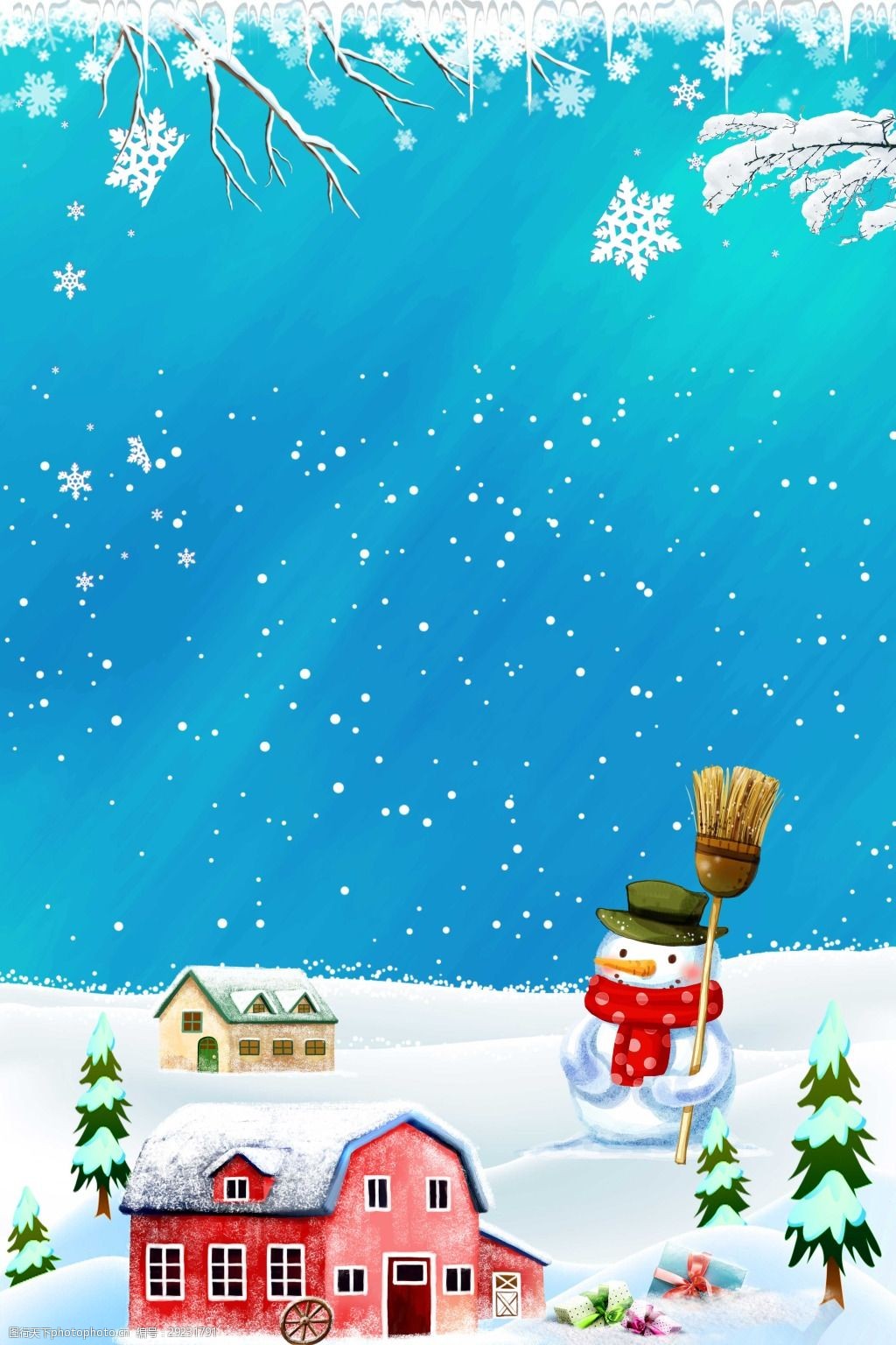 浪漫冬季雪花背景