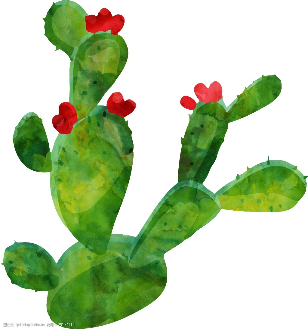 绿色仙人掌卡通透明装饰素材