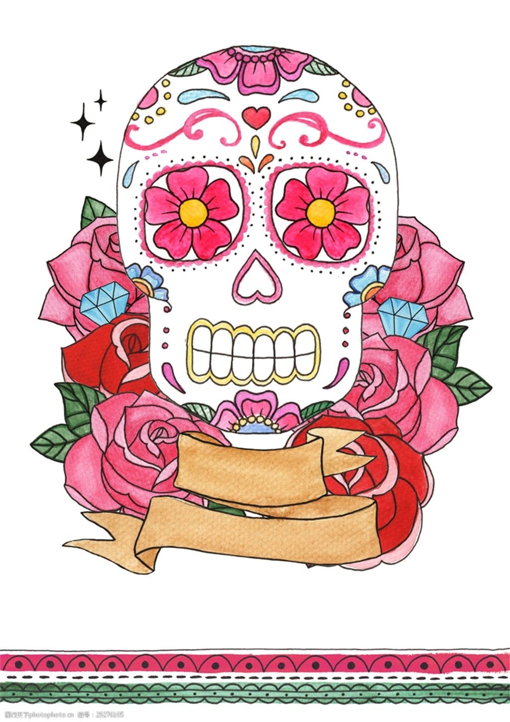 彩花骷髅psd源文件