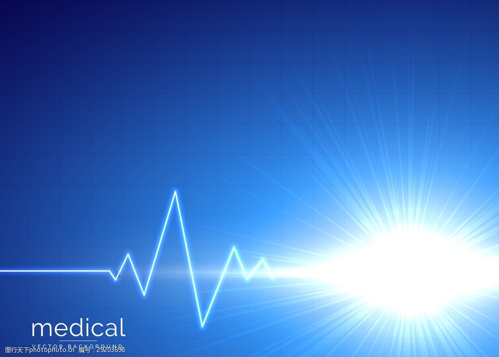 蓝色心电图背景图片-图行天下图库