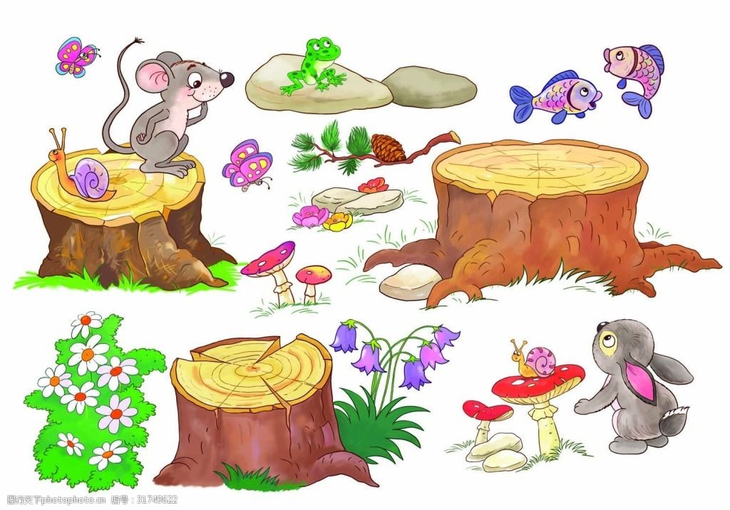 关键词:彩绘卡通动物聚会psd源文件 树根 蝴蝶 小花 开心 装饰图案 小