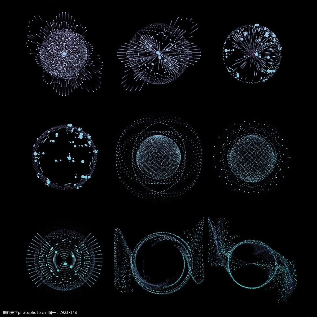 酷炫發散科技科幻宇宙爆炸粒子球體線點