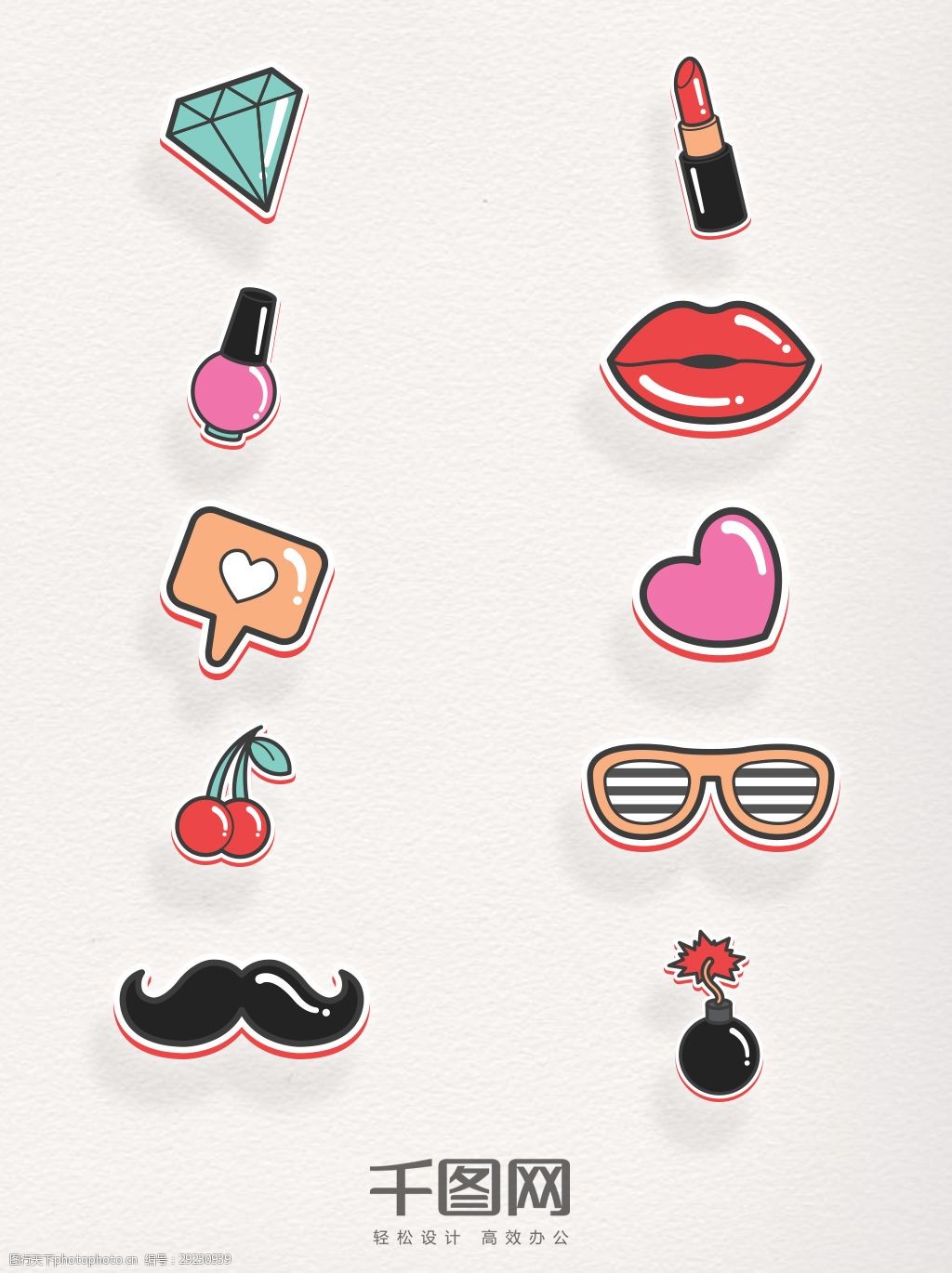 时尚卡通贴纸波普风格装饰图案