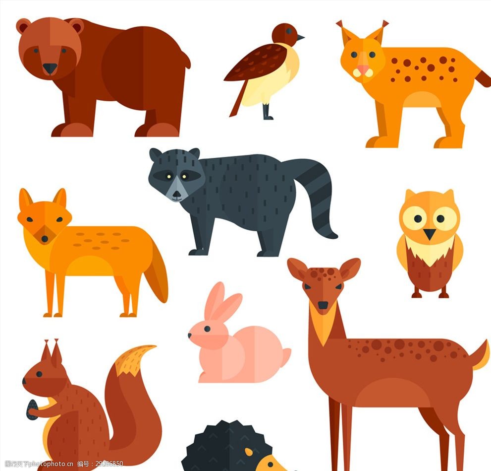10款扁平化动物设计矢量素材