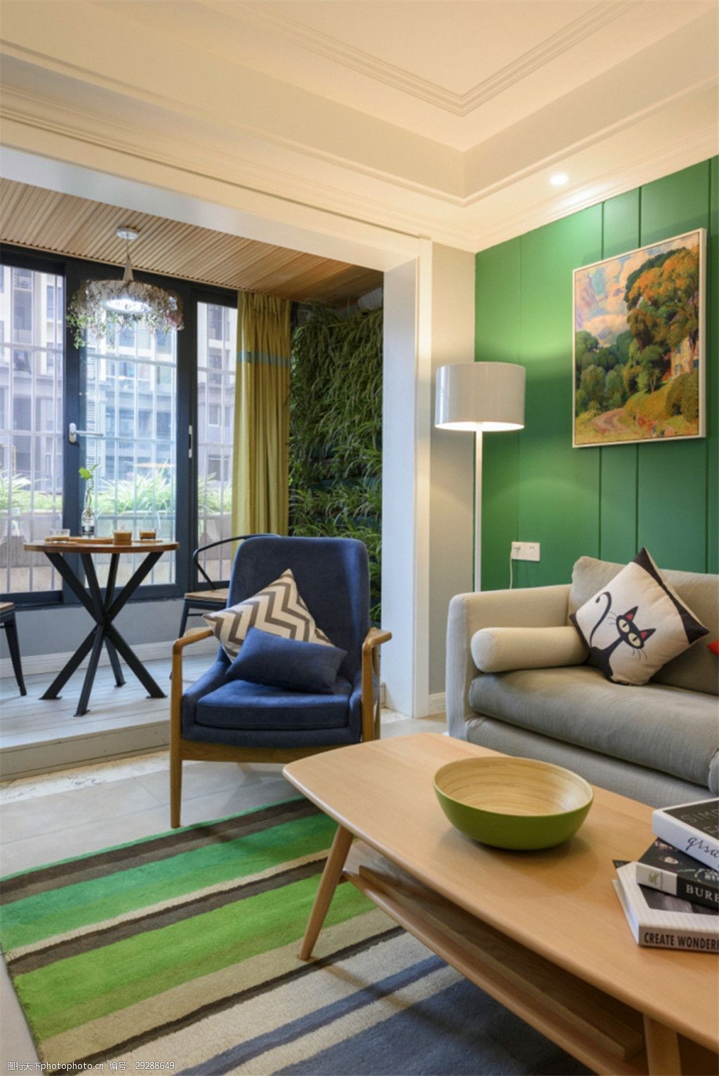 现代时尚客厅灰色落地灯室内装修效果图