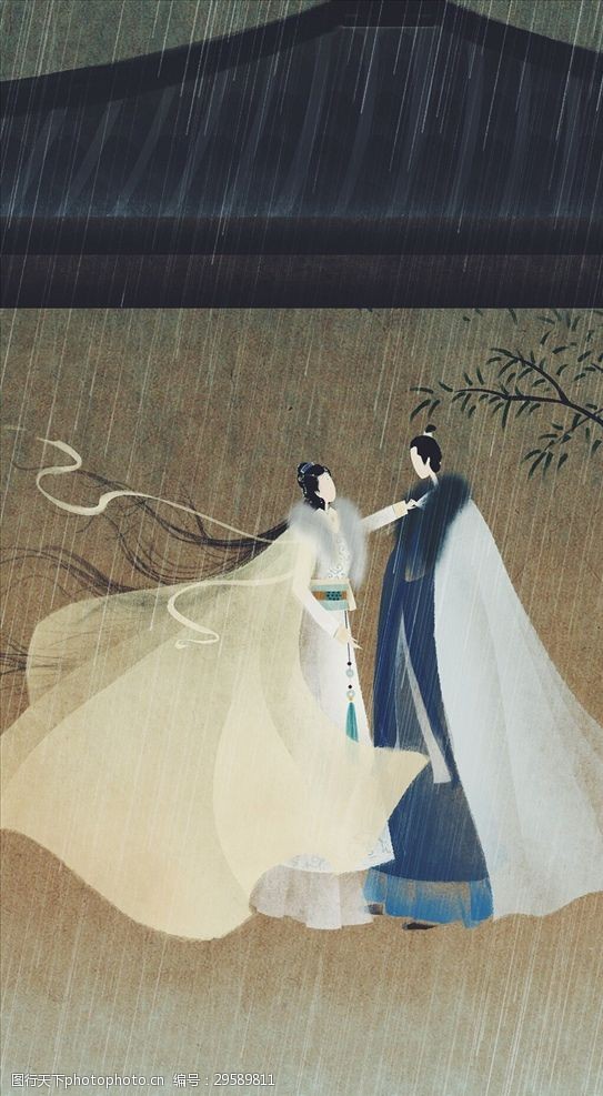 个性唯美背景手绘古装美女