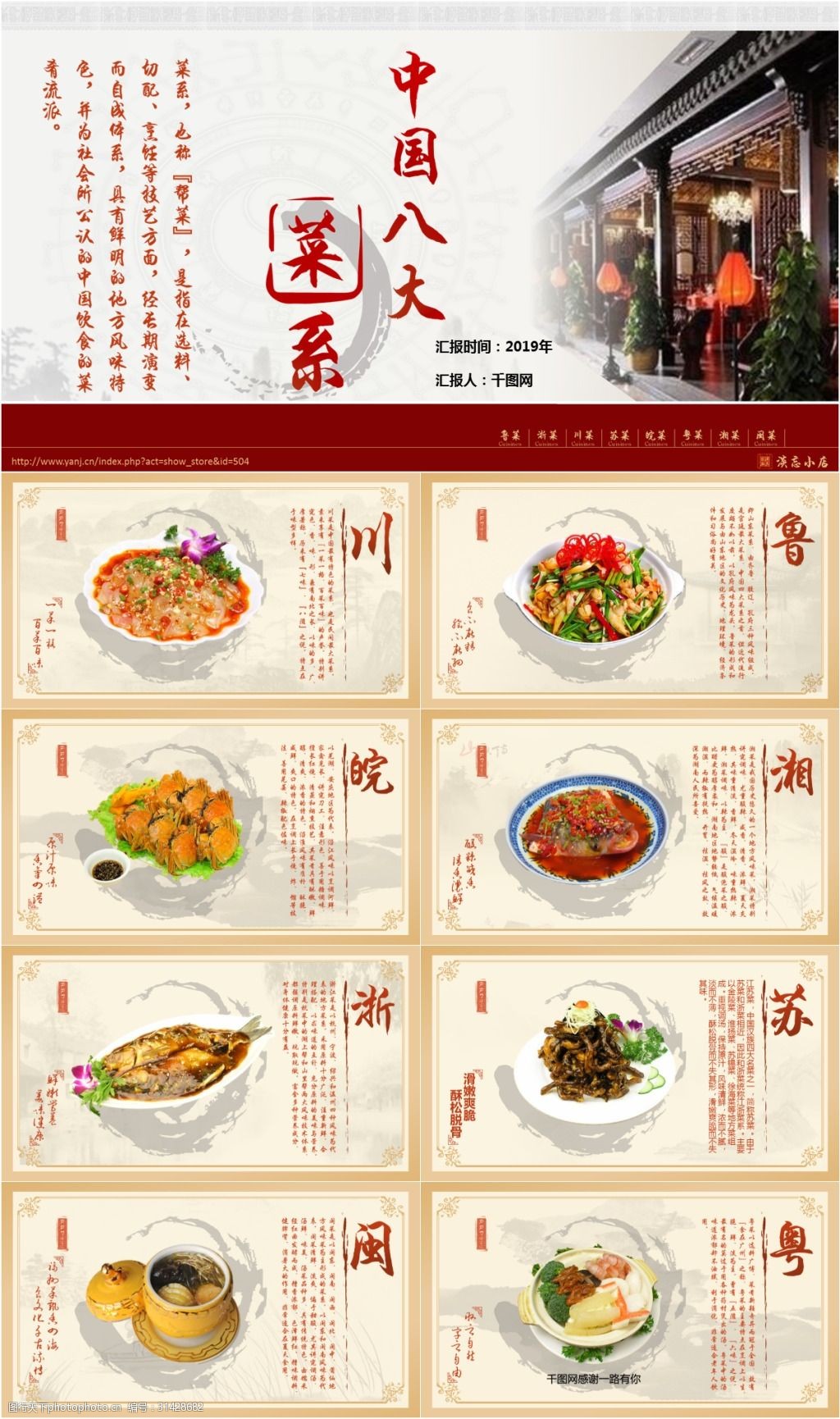 中国八大菜系产品介绍ppt模板免费下载