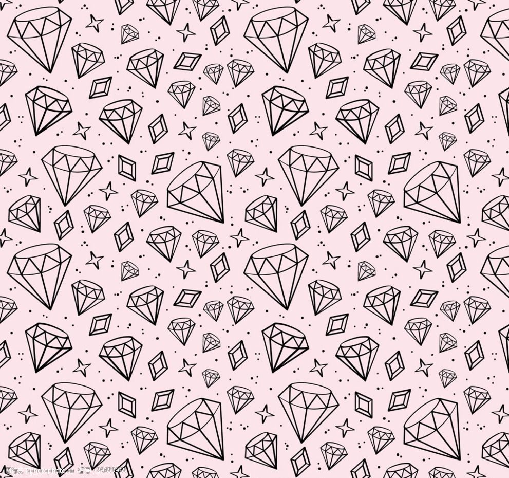 手绘闪亮钻石无缝背景矢量素材