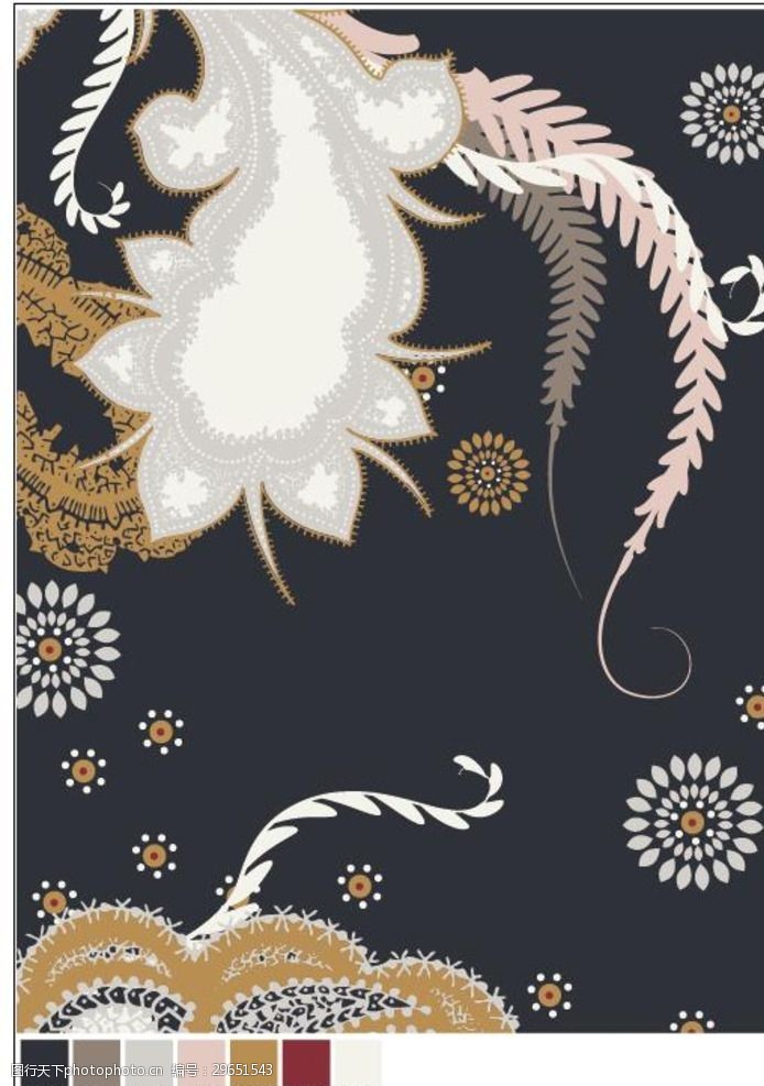 关键词:彩绘民族腰果花几何花卉矢量图案 彩绘 民族腰