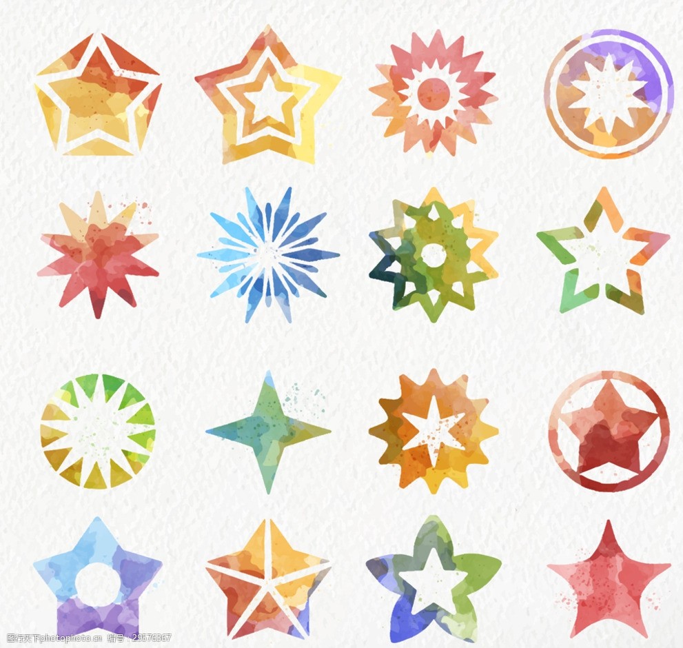 关键词:彩绘星星图标 水彩 星星 图标 矢量图 ai格式 矢量广告设计