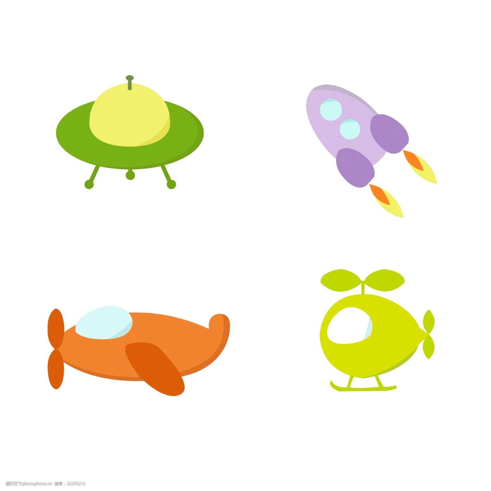 扁平化交通工具卡通风格图标插画矢量免抠素材