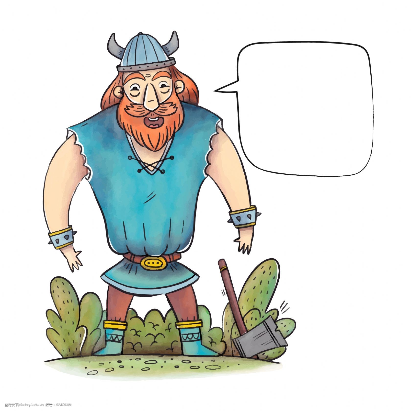 卡通手绘复古勇士矢量素材