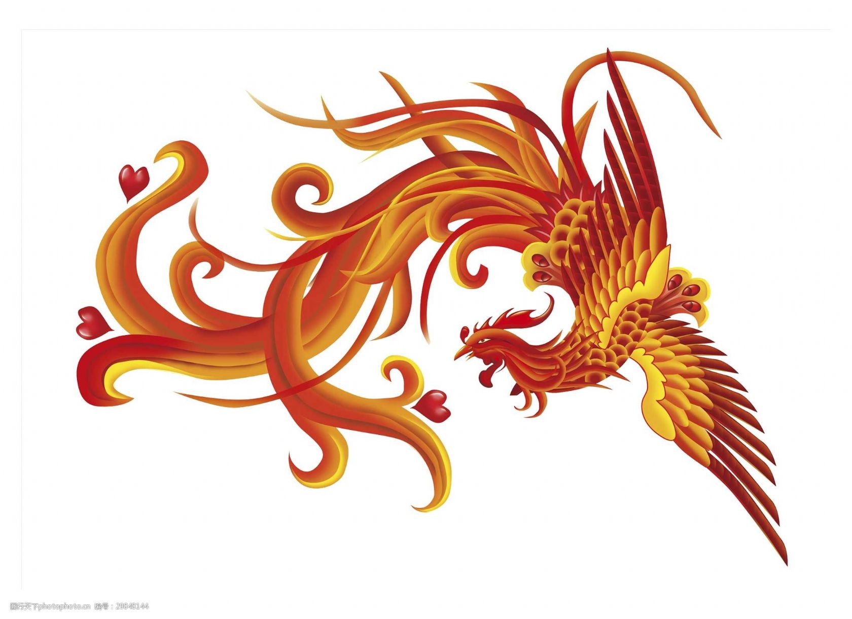 卡通中式火凤凰png元素