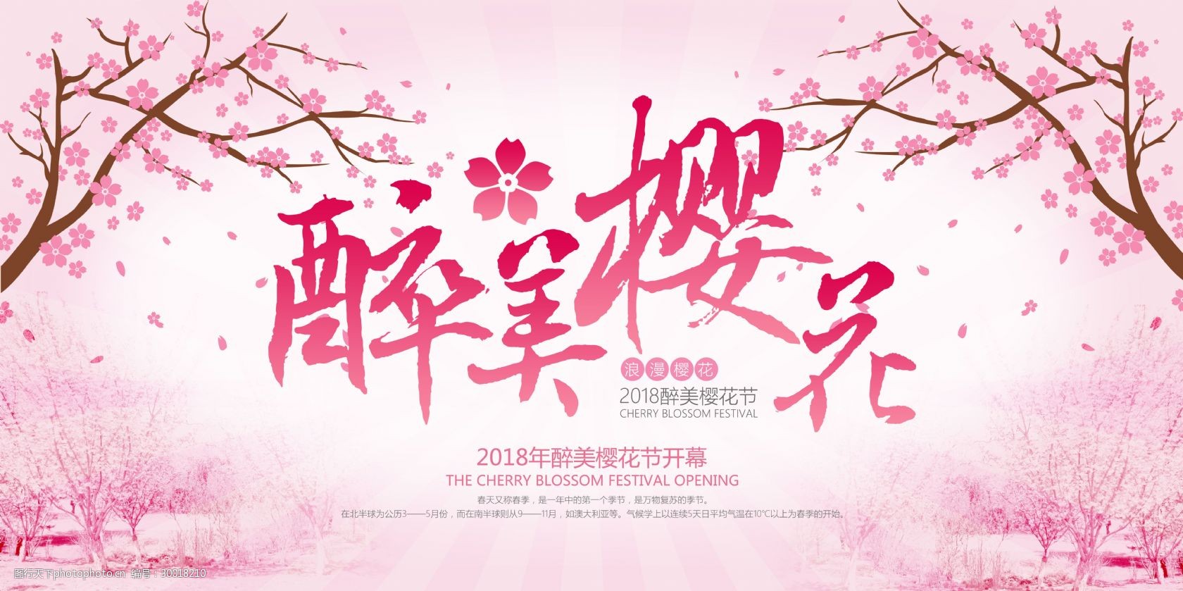 关键词:梦幻醉美樱花节展板 花瓣 节日 海报 宣传 樱花 樱花节 粉色
