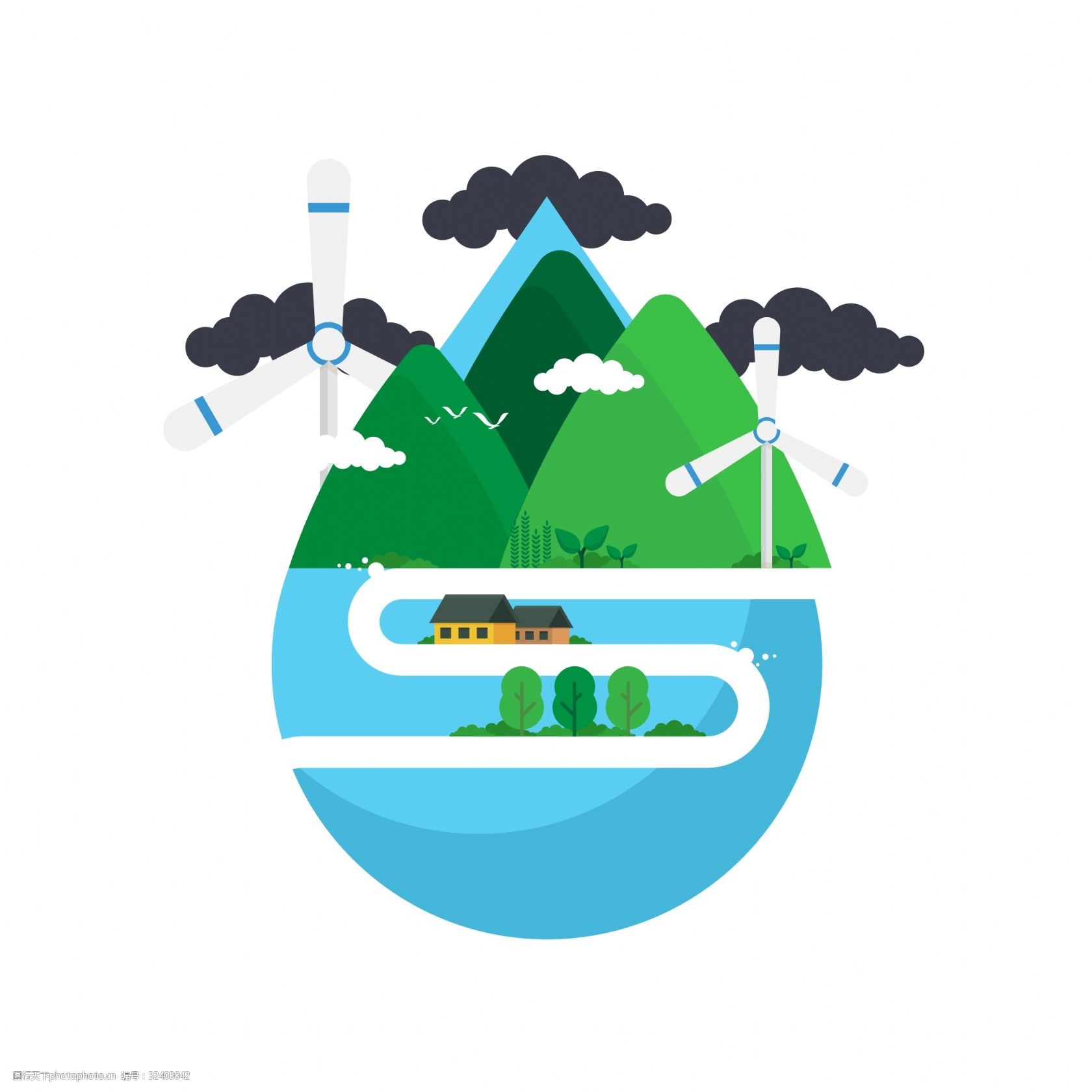 扁平化保护水资源矢量图片