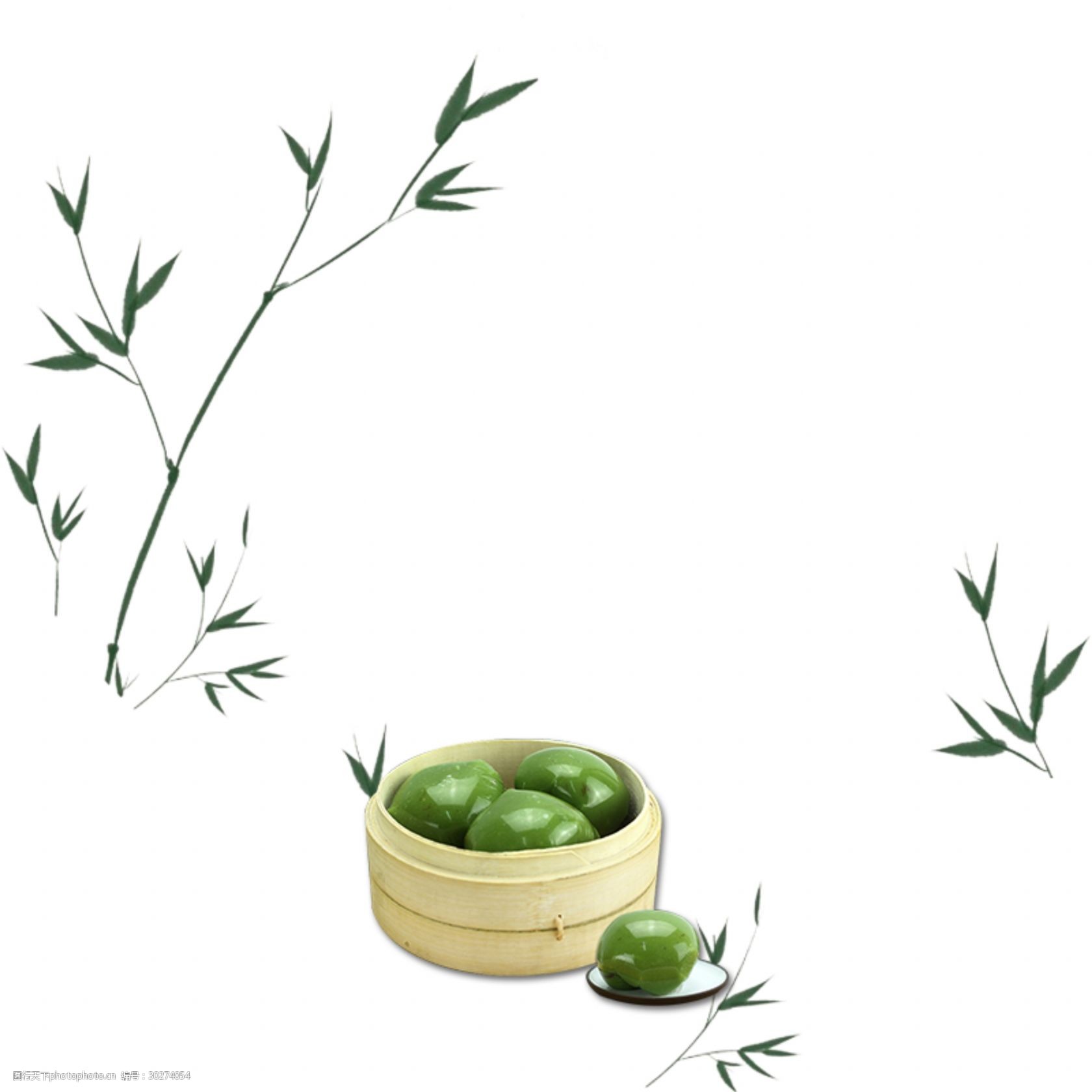 简约清明竹子青团元素设计