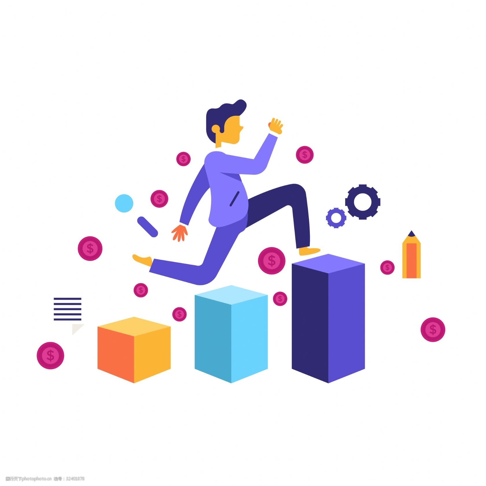 卡通跳级的男人矢量图片