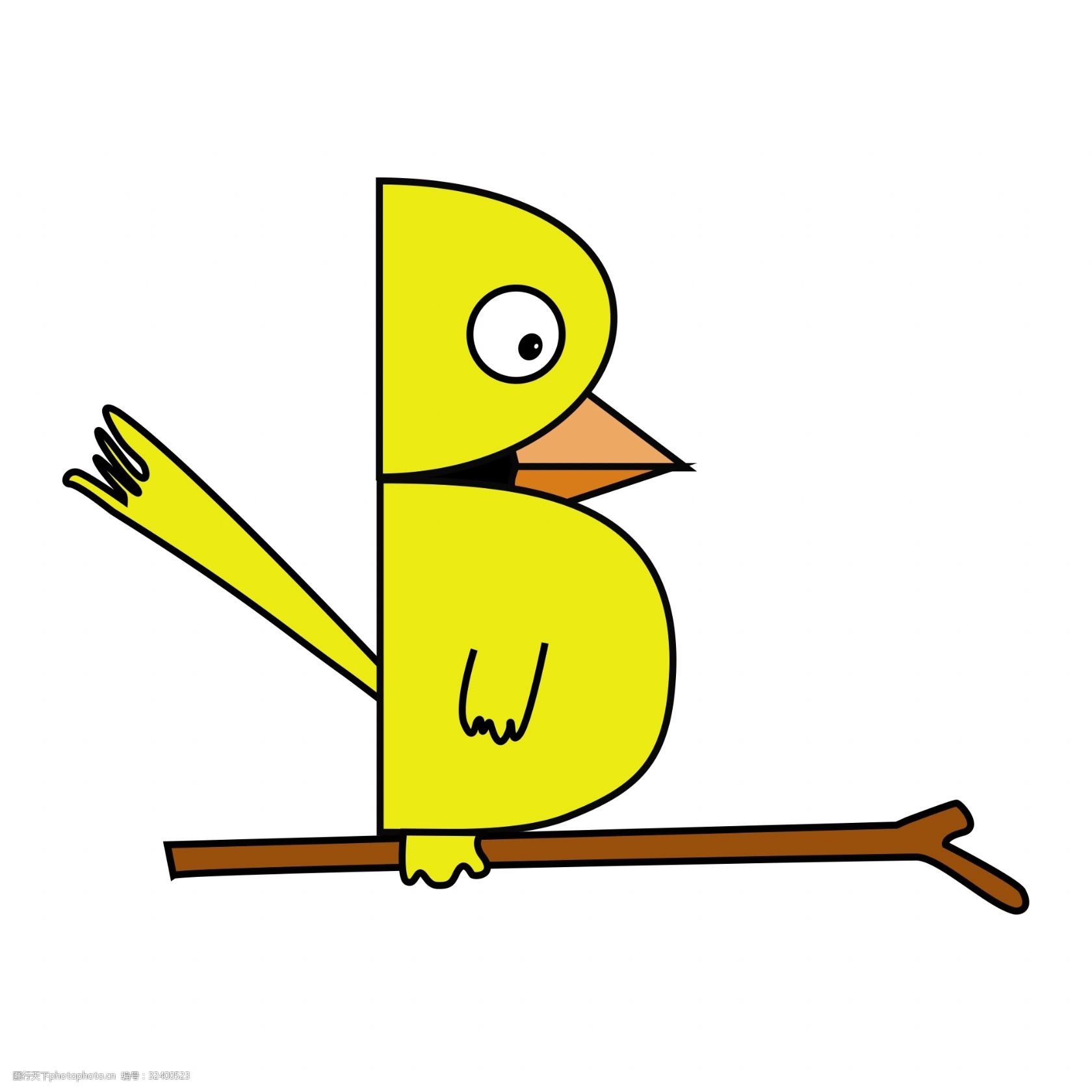 卡通矢量儿童画小鸟