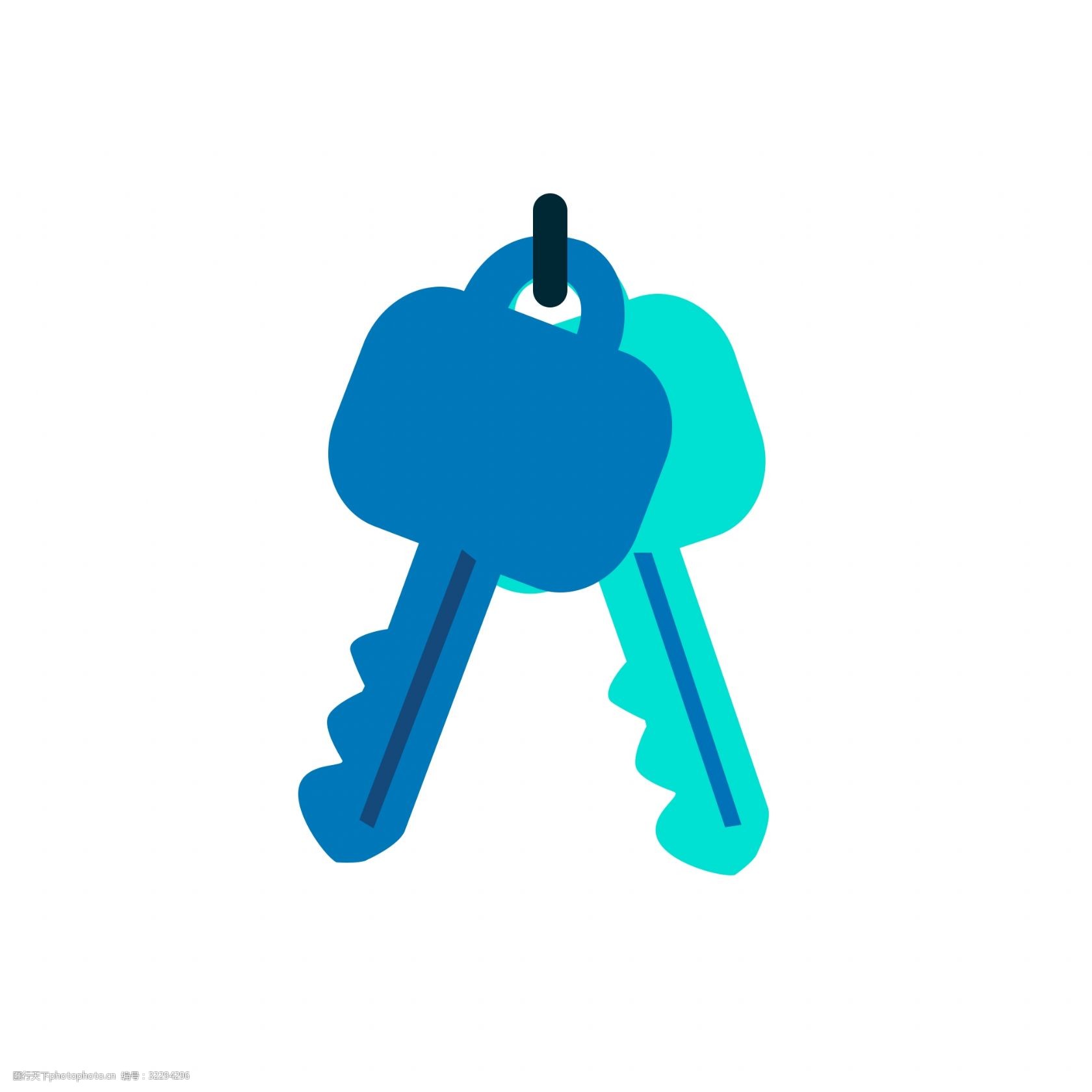 扁平化 插画 矢量 图标 卡通的 可爱的 撞色的 拟物化 有趣的 钥匙串