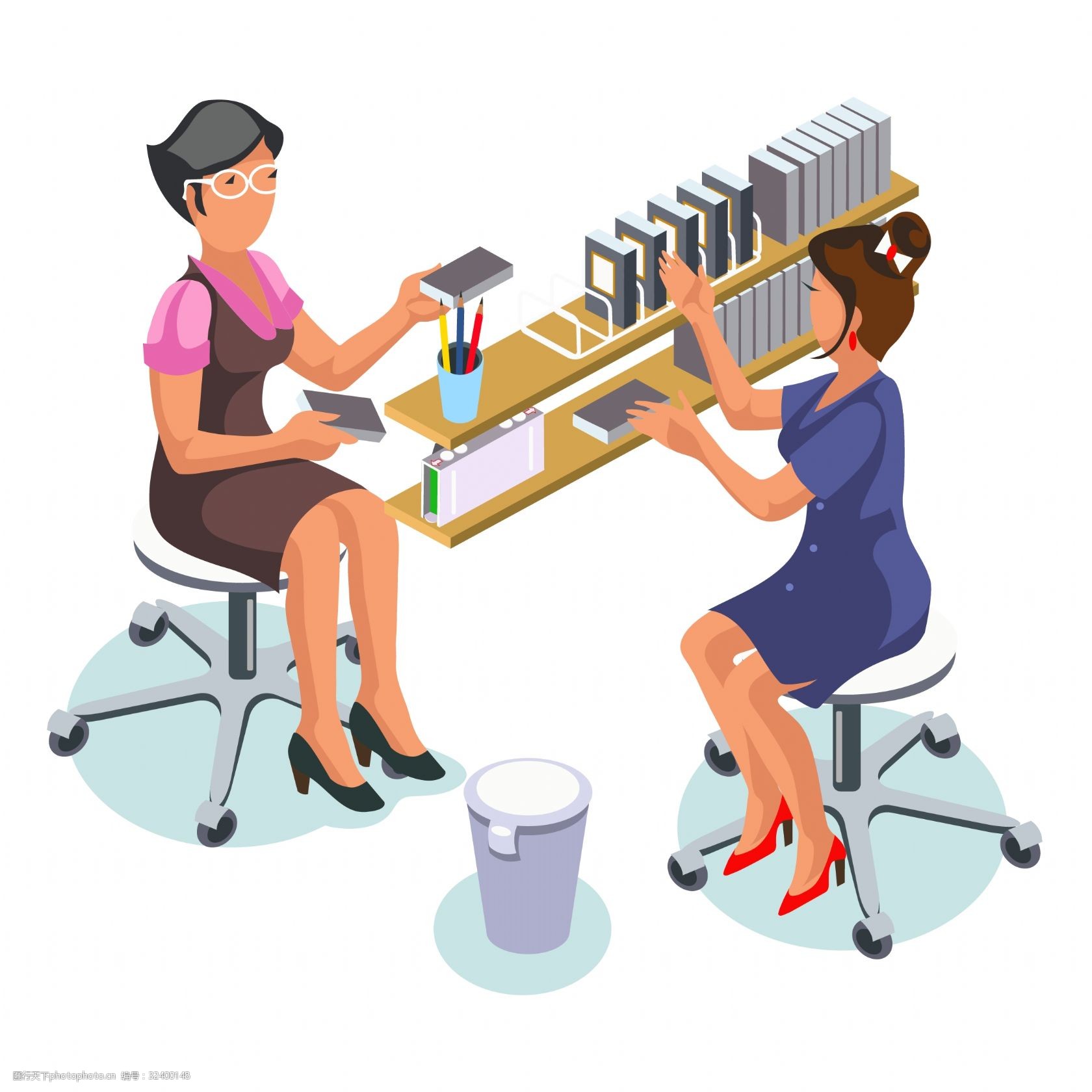 卡通交谈的女人矢量素材