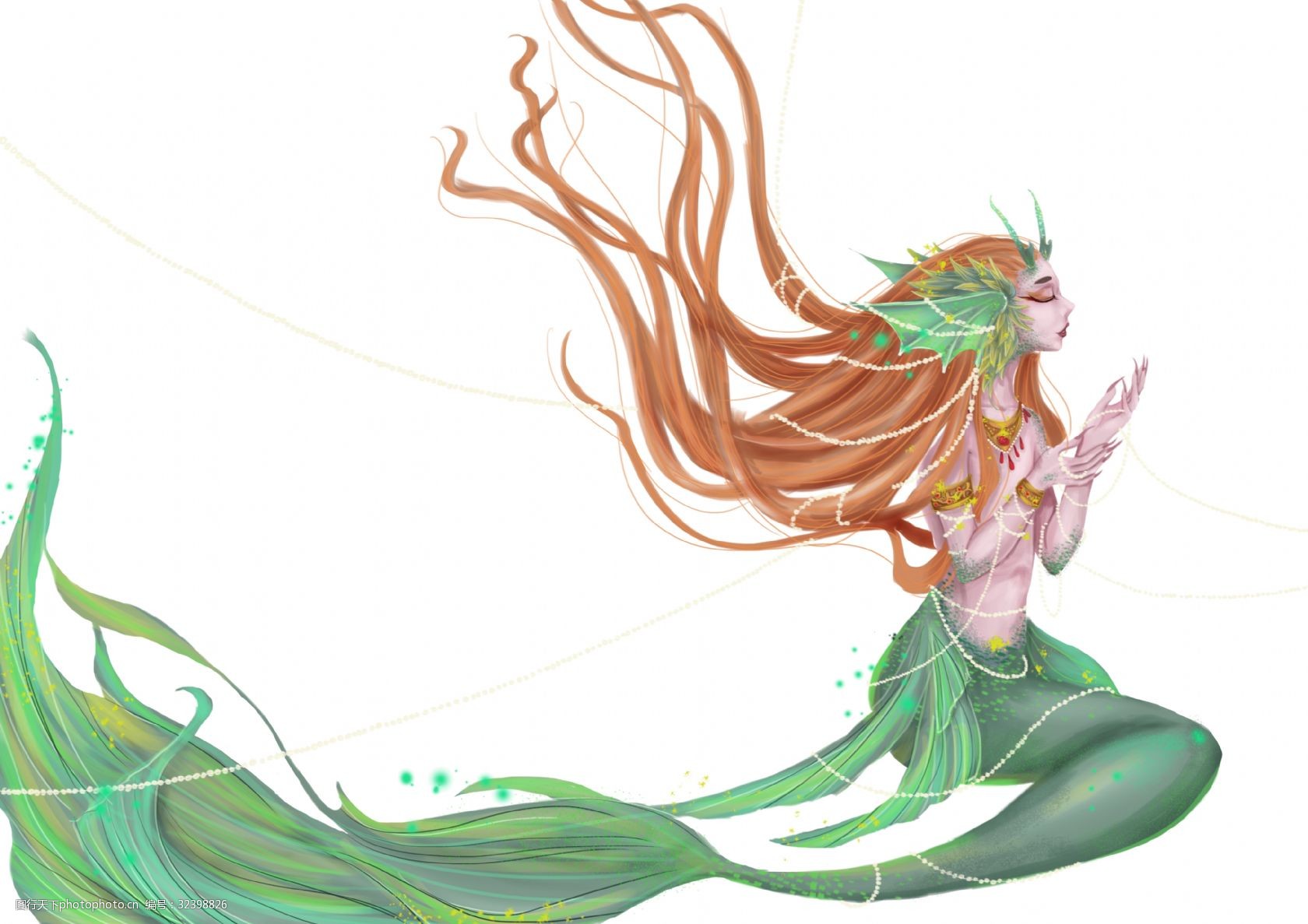 人鱼蓝绿cg漫画手绘游戏美人鱼png