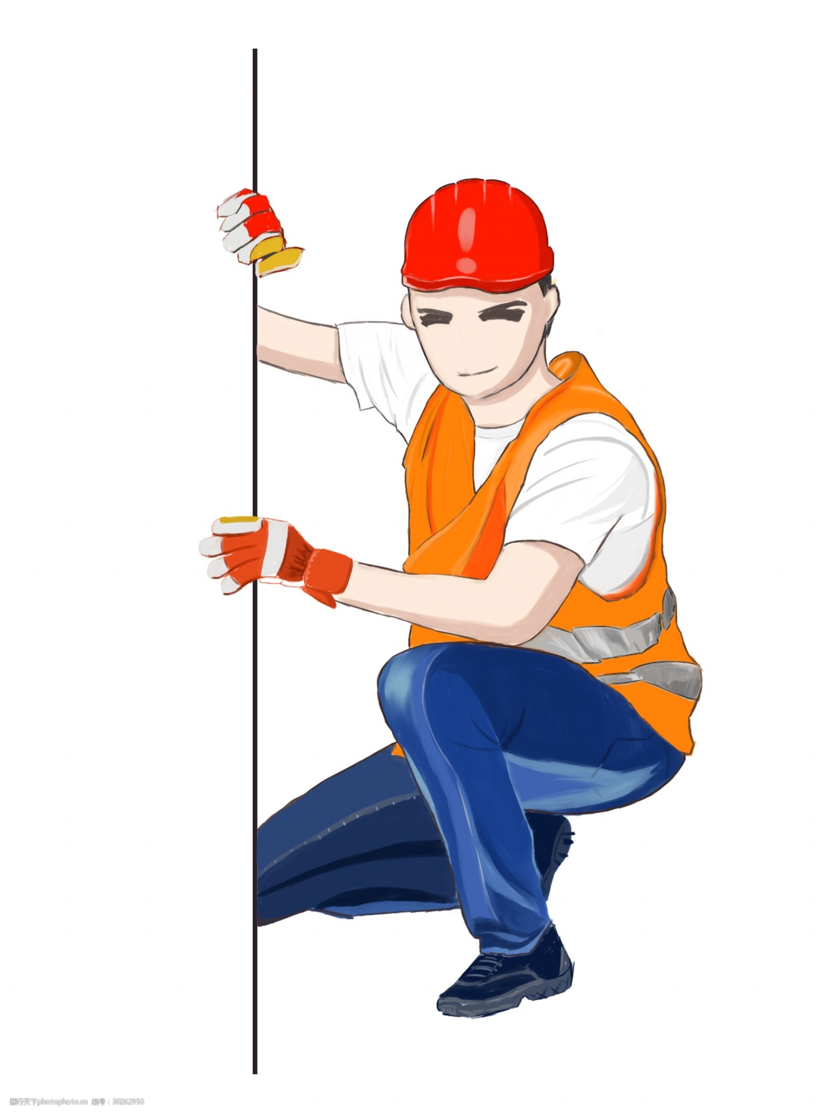 帅气粉刷工人劳动节节日元素