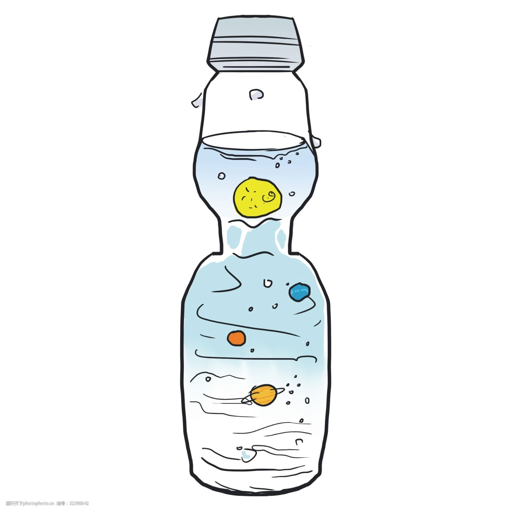 卡通手绘小清新水瓶