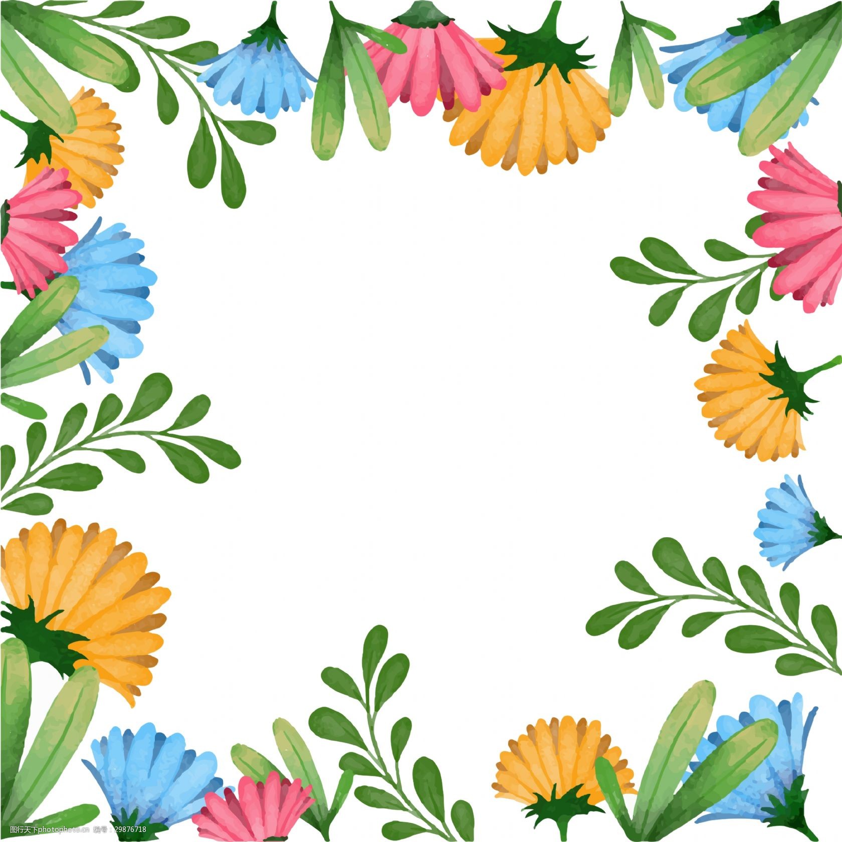 手绘水彩春天花朵装饰素材