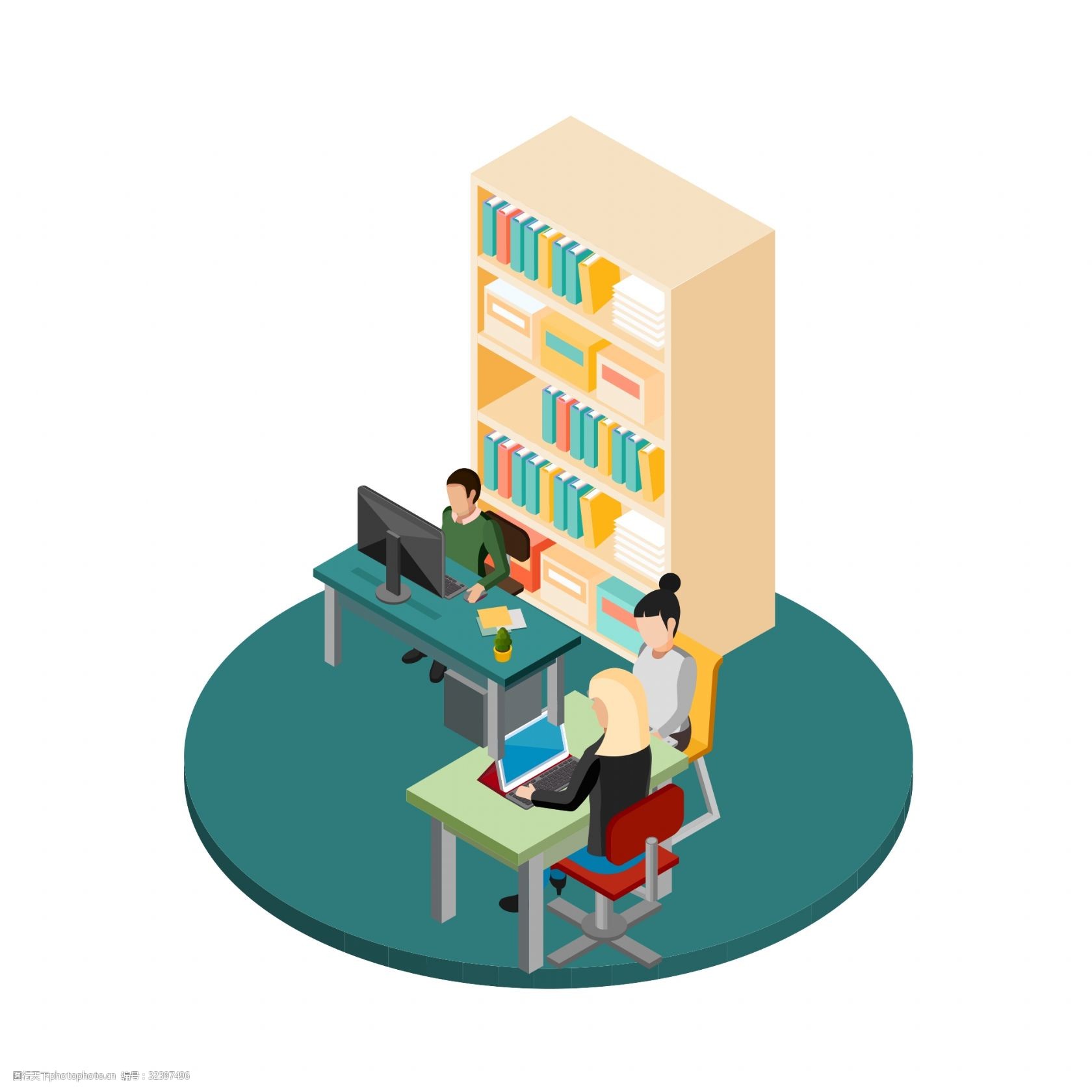 25d 立体 工作室 轴测图 海报设计 插画设计 可爱 小清新 少女 卡通