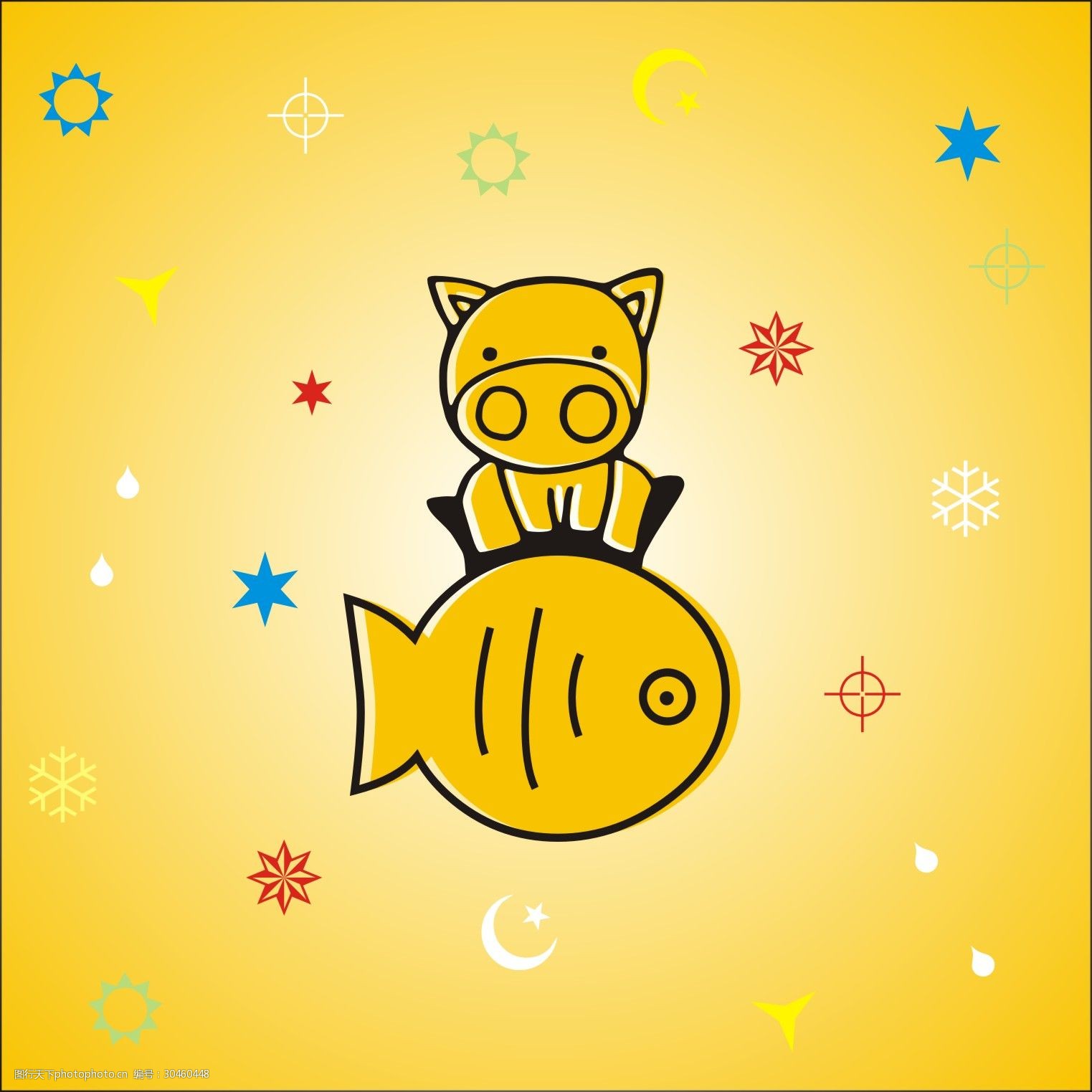 黄色小牛卡通插画