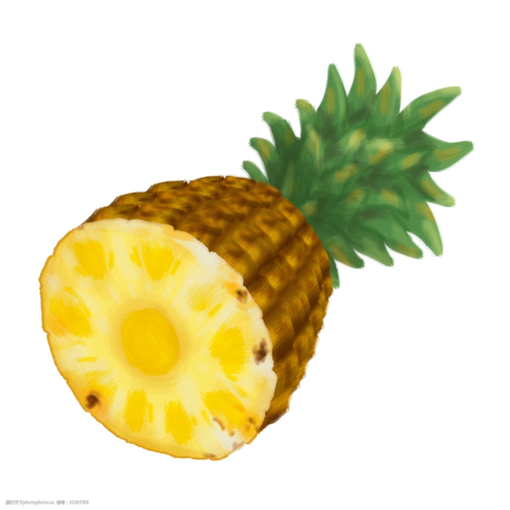 夏季水果菠萝手绘插画psd