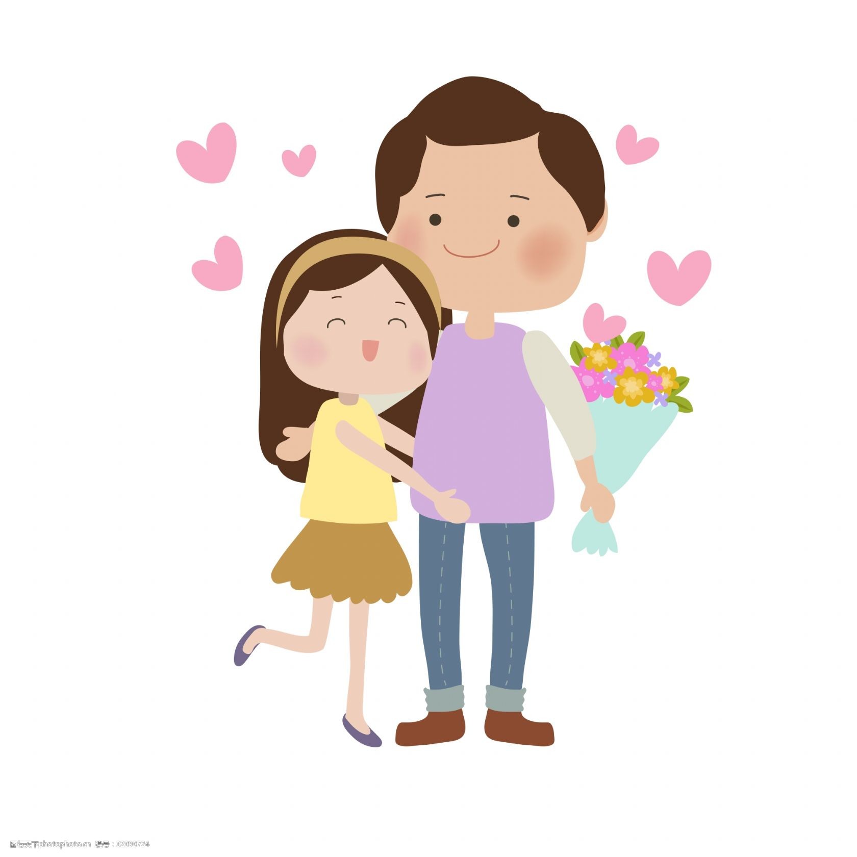 情人节手绘情侣矢量