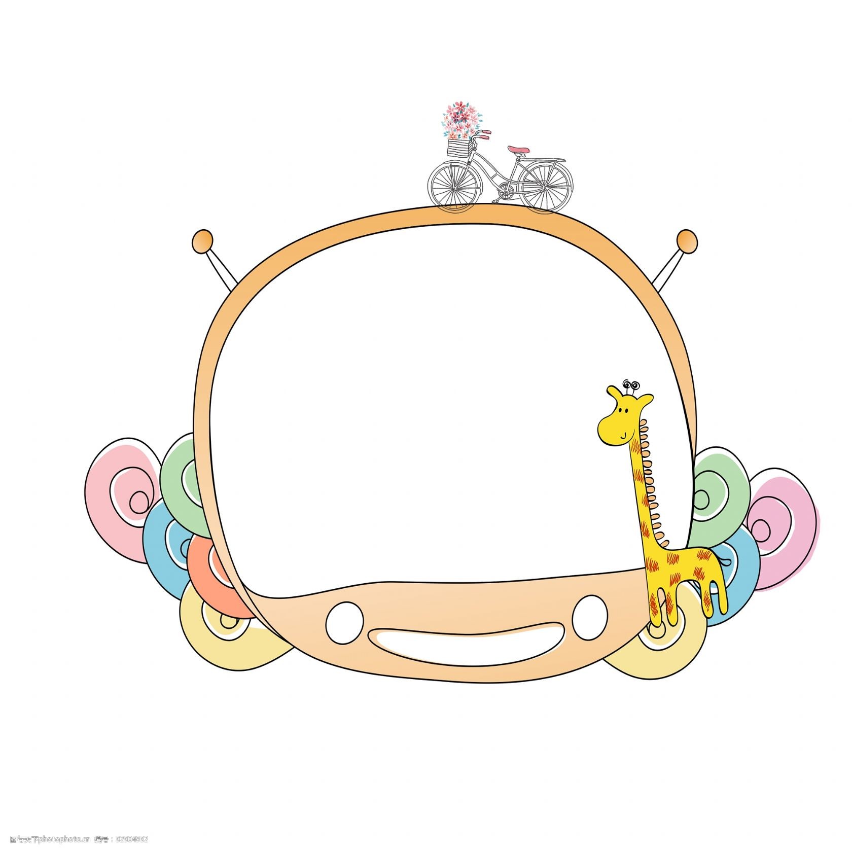 黄色长颈鹿动物边框元素