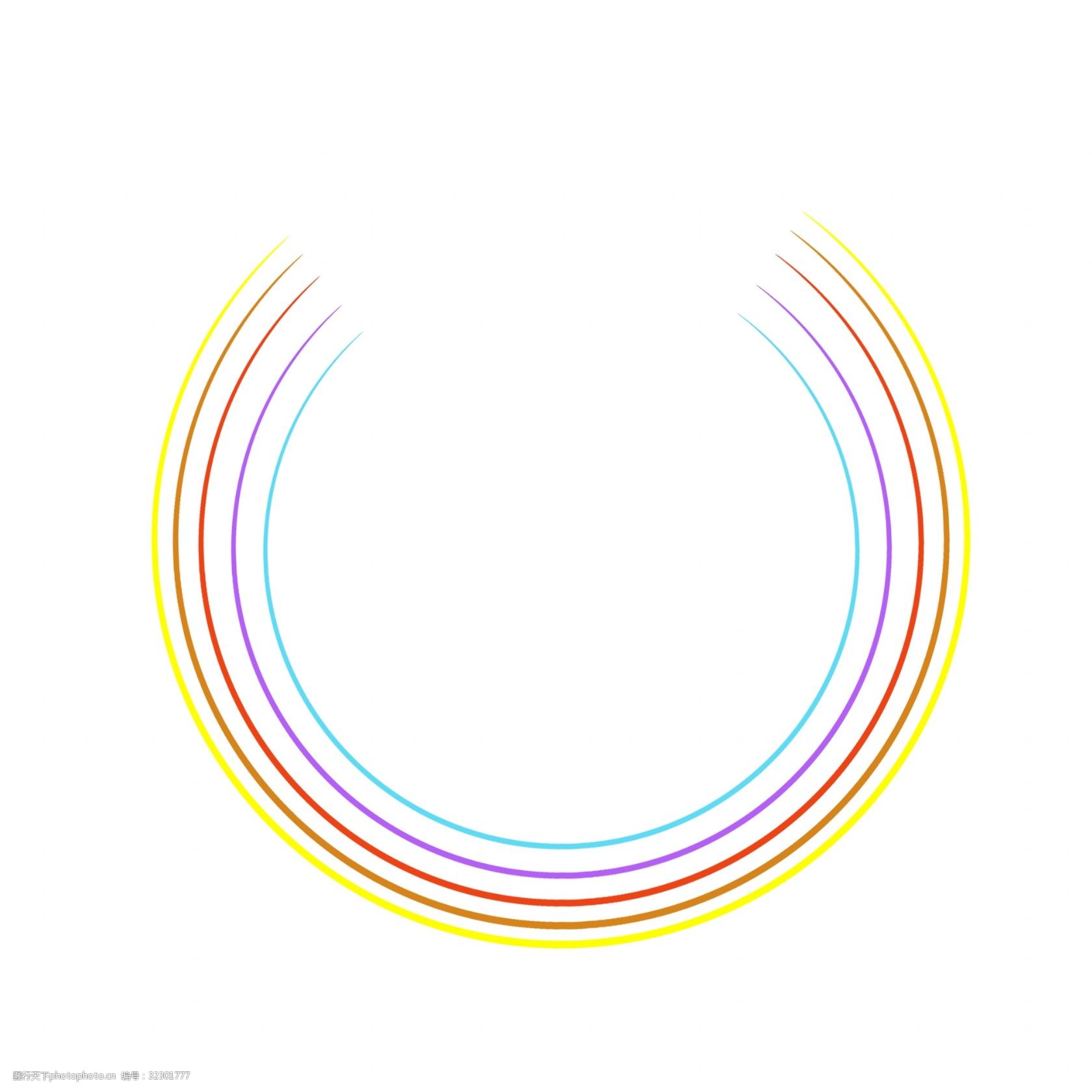 彩虹渐变线框不规则开口圆框