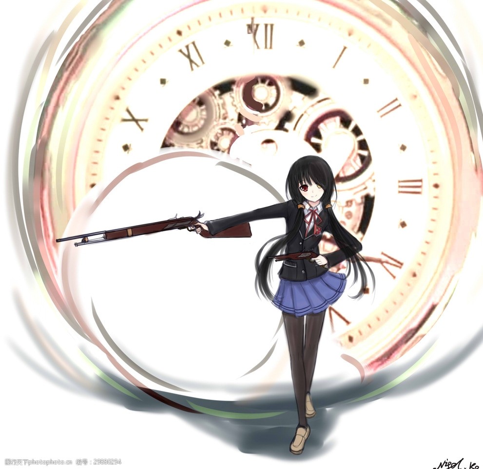 二次元卡通美少女手绘少女