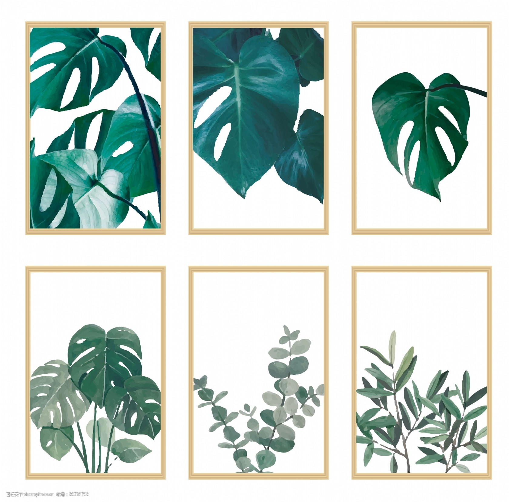 北欧风水彩植物装饰画