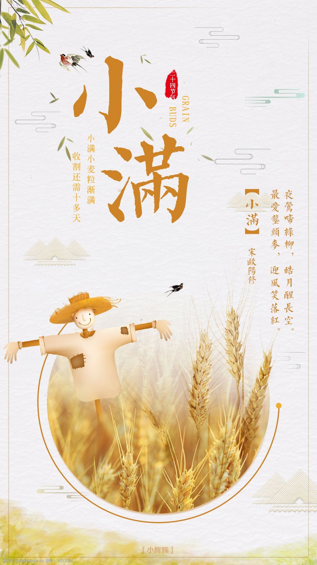 小满小清新节气海报