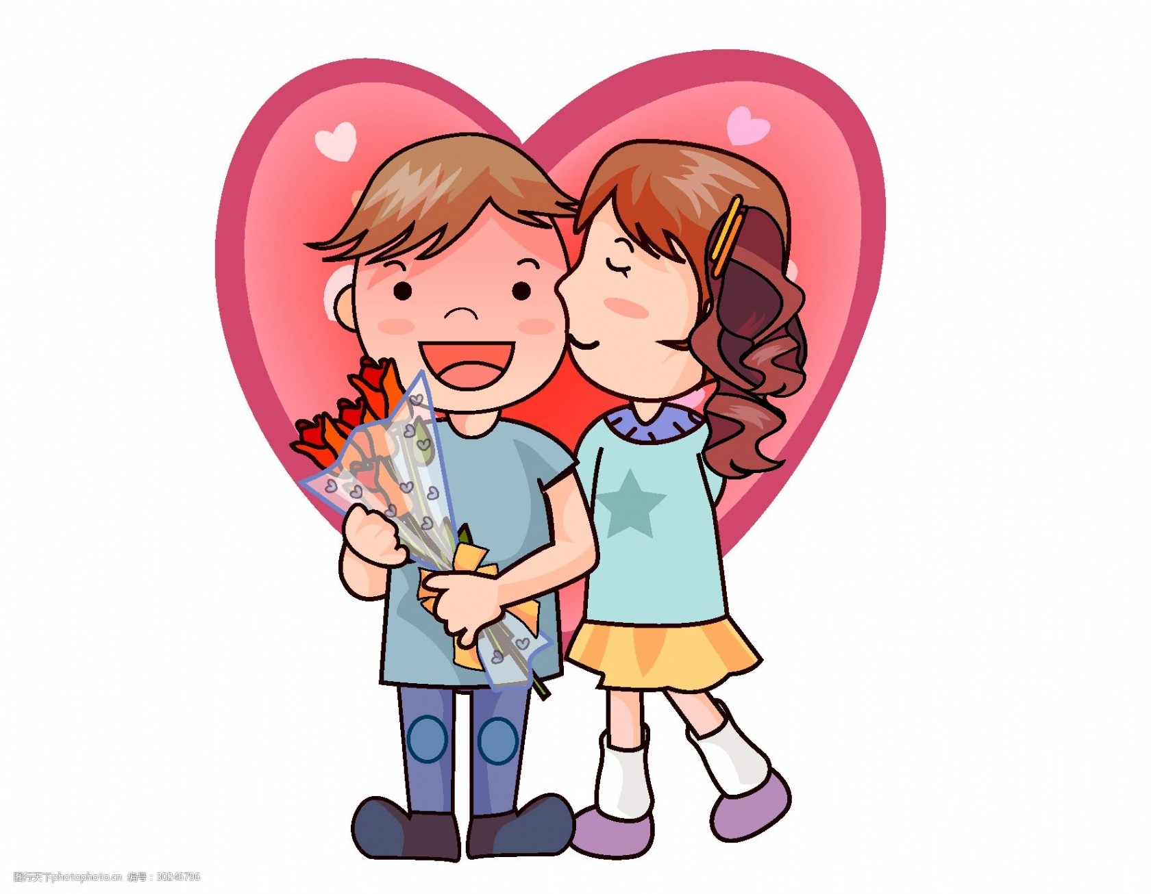 520浪漫爱心亲吻情侣矢量图