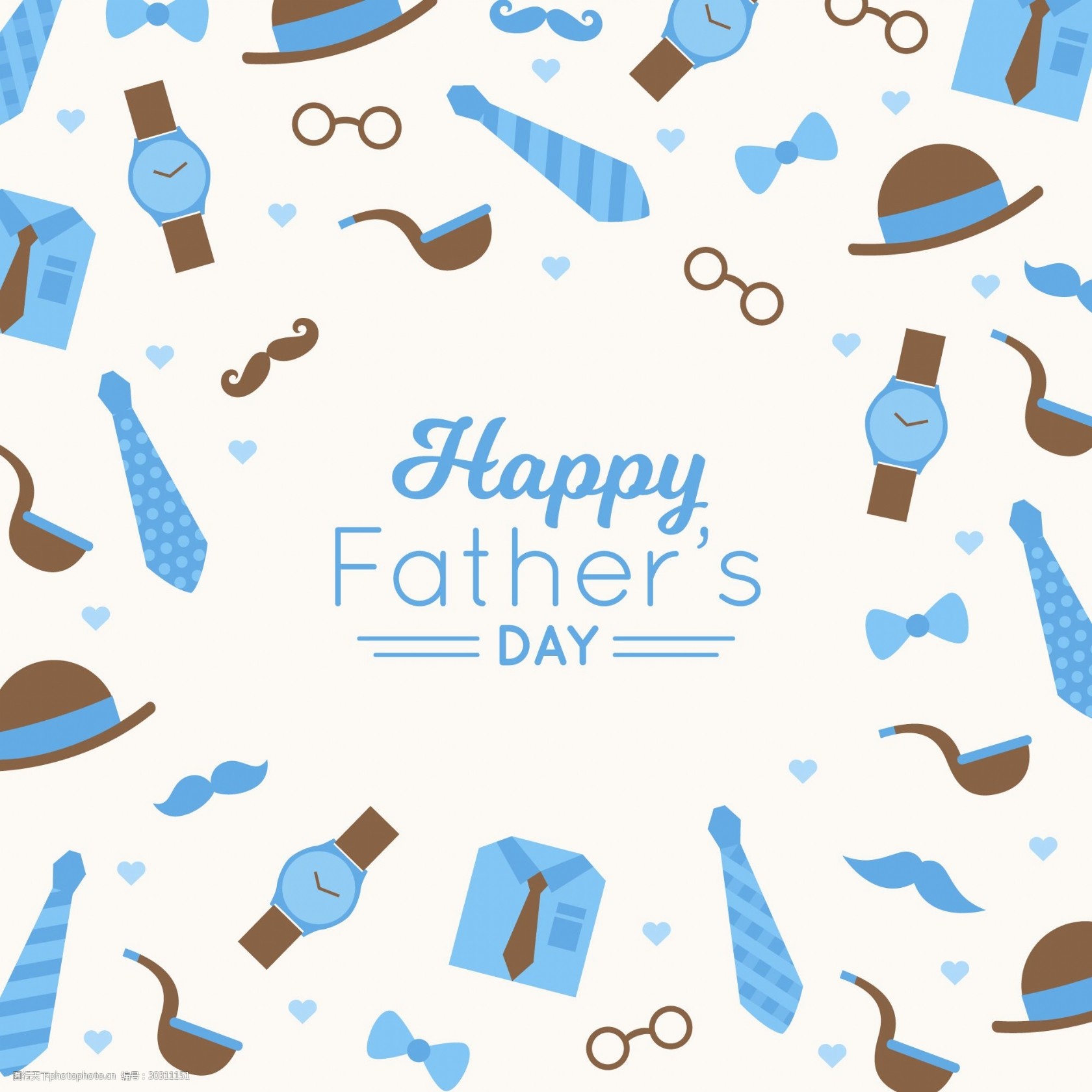 蓝色图标父亲节元素